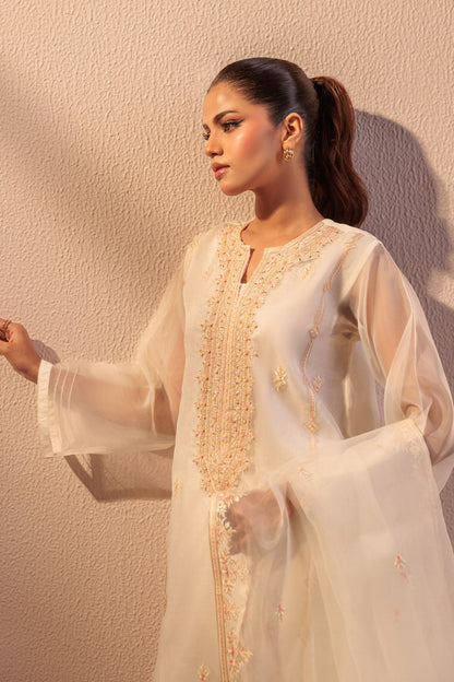 Bonanza Satrangi | White Organza 3 Piece (BS5243P09) 12 White