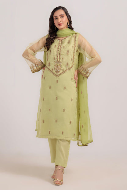 Bonanza Satrangi | Green Organza 3 Piece (BS5243P26) 10 Green