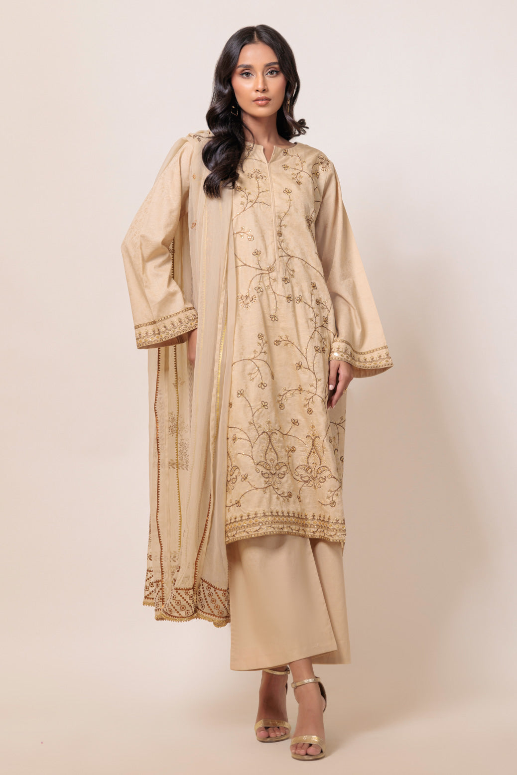 Bonanza Satrangi | Beige Jacquard 3 Piece (BS5243P28) 8 Beige
