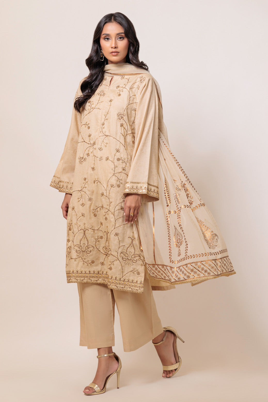 Bonanza Satrangi | Beige Jacquard 3 Piece (BS5243P28) 10 Beige