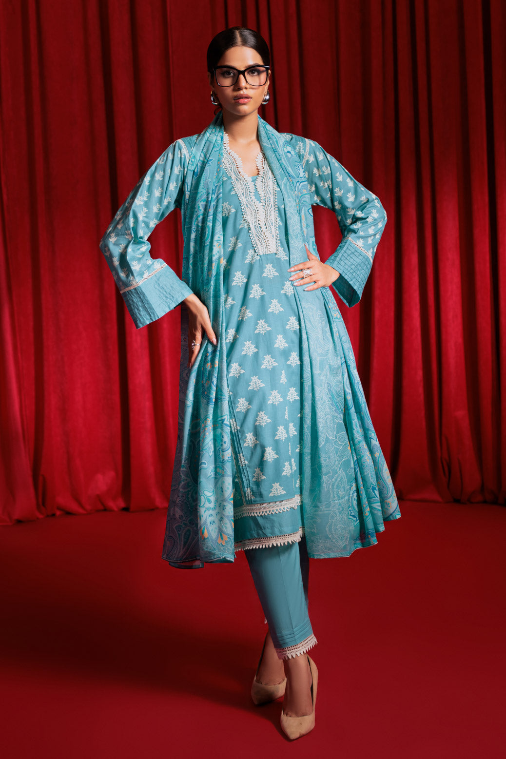 Bonanza Satrangi | Sky Blue Lawn 3 Piece (BS7243P01) 12 Blue