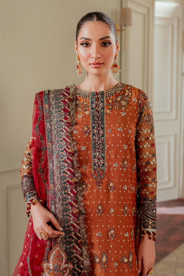 Baroque | Chantelle 24 | NET CH13-01 S Burnt Orange Long Shirt with Gharara