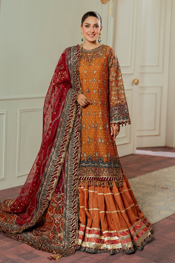 Baroque | Chantelle 24 | NET CH13-01 M Burnt Orange Long Shirt with Gharara