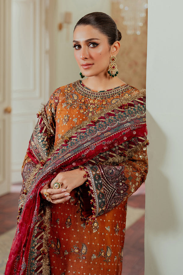 Baroque | Chantelle 24 | NET CH13-01 L Burnt Orange Long Shirt with Gharara