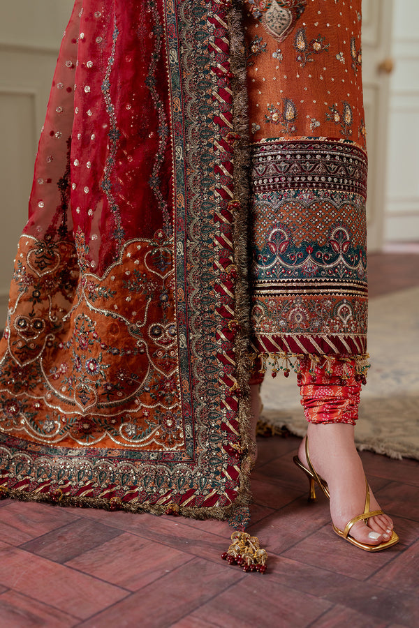 Baroque | Chantelle 24 | NET CH13-01 XL Burnt Orange Long Shirt with Gharara