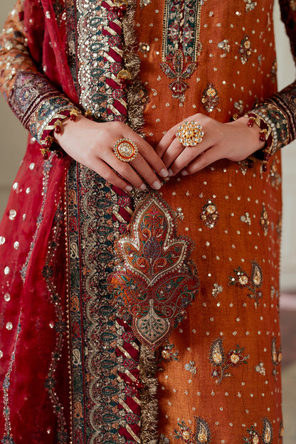 Baroque | Chantelle 24 | NET CH13-01 Custom Size Burnt Orange Long Shirt with Churi Pajama