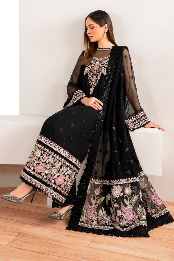 Baroque | Velvet Formals | CHIFFON UF-679 M Black Chiffon