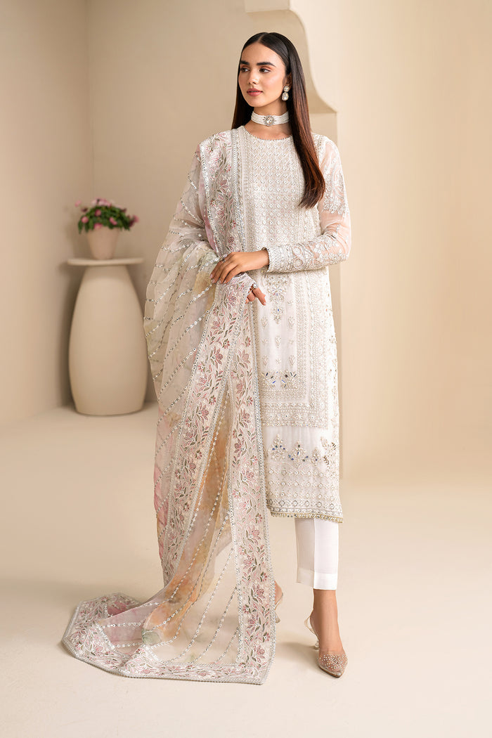 Baroque | Velvet Formals | CHIFFON UF-623 XL White Chiffon