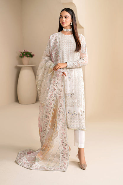 Baroque | Velvet Formals | CHIFFON UF-623 XL White Chiffon