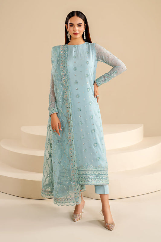 Baroque | Velvet Formals | CHIFFON UF-624 XS Ice Blue Chiffon