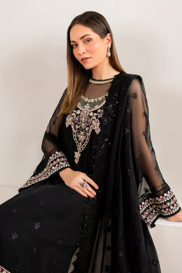 Baroque | Velvet Formals | CHIFFON UF-679 XL Black Chiffon