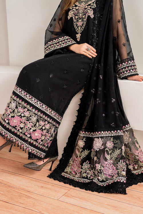 Baroque | Velvet Formals | CHIFFON UF-679 Custom Size Black Chiffon