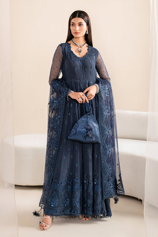 Baroque | Velvet Formals | CHIFFON UF-617 XS Navy Blue Chiffon
