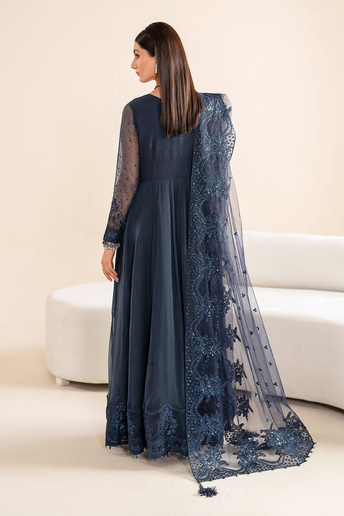 Baroque | Velvet Formals | CHIFFON UF-617 S Navy Blue Chiffon