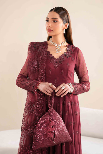 Baroque | Velvet Formals | CHIFFON UF-618 M Dark Maroon Chiffon