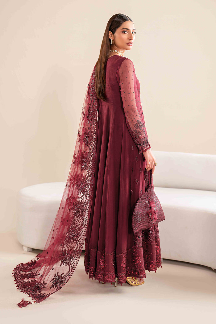 Baroque | Velvet Formals | CHIFFON UF-618 S Dark Maroon Chiffon