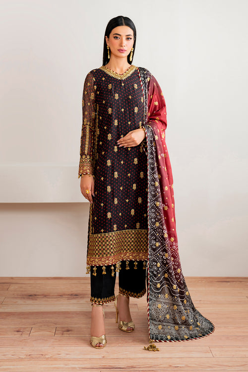 Baroque | Velvet Formals | CHIFFON UF-683 XS Dark Blue Chiffon