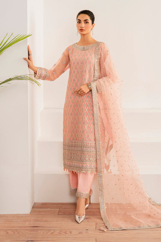 Baroque | Velvet Formals | CHIFFON UF-697 XS Peach Pink Chiffon