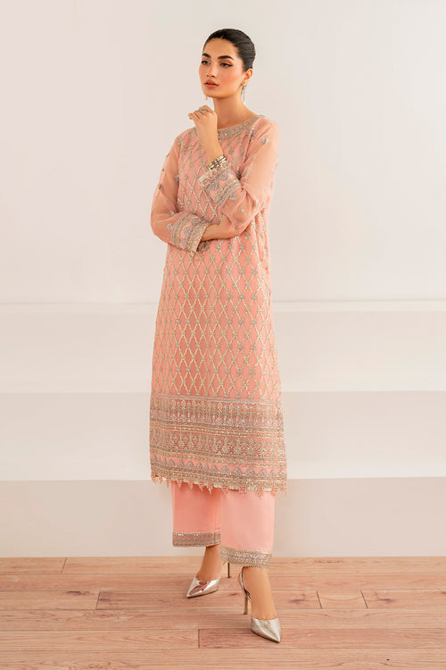 Baroque | Velvet Formals | CHIFFON UF-697 L Peach Pink Chiffon