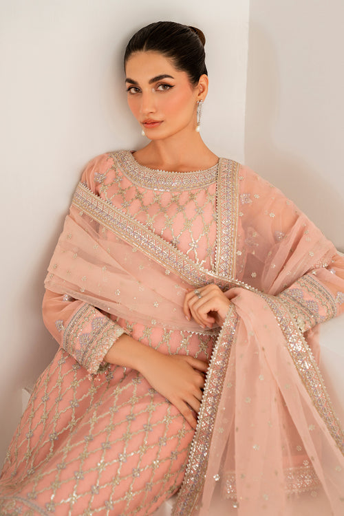 Baroque | Velvet Formals | CHIFFON UF-697 M Peach Pink Chiffon