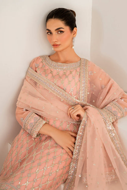 Baroque | Velvet Formals | CHIFFON UF-697 M Peach Pink Chiffon