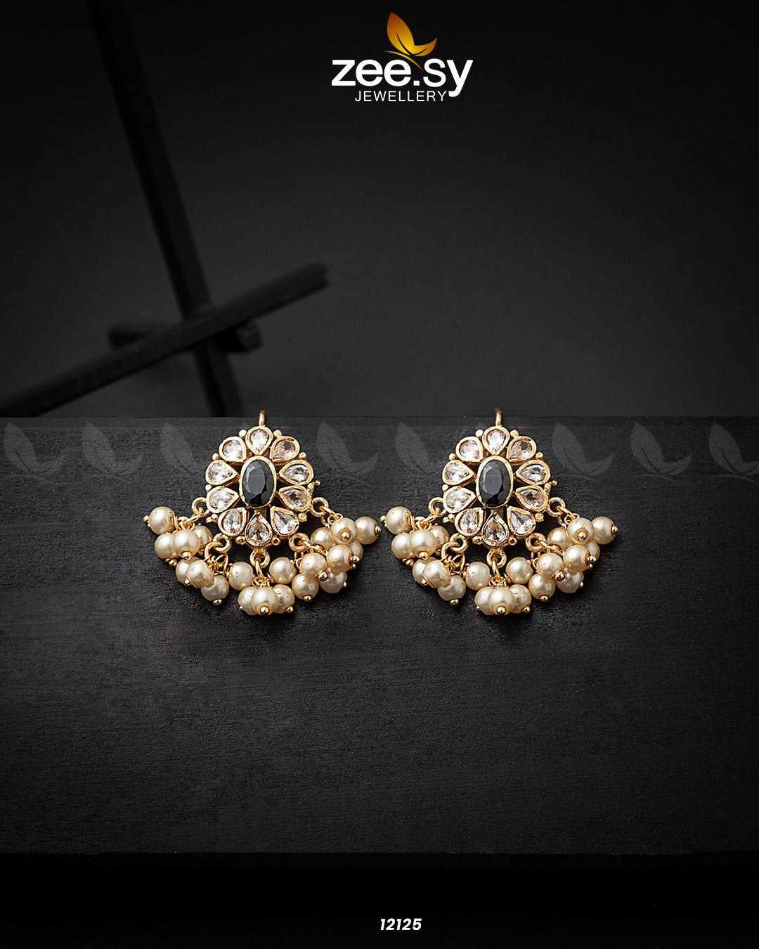Beads Studs Earrings Black