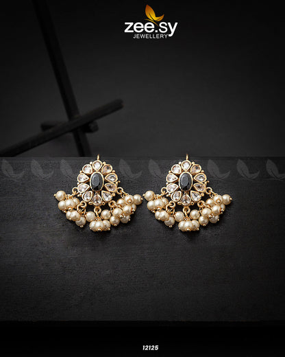Beads Studs Earrings Black