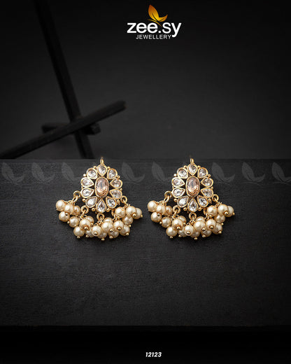 Beads Studs Earrings Champagne
