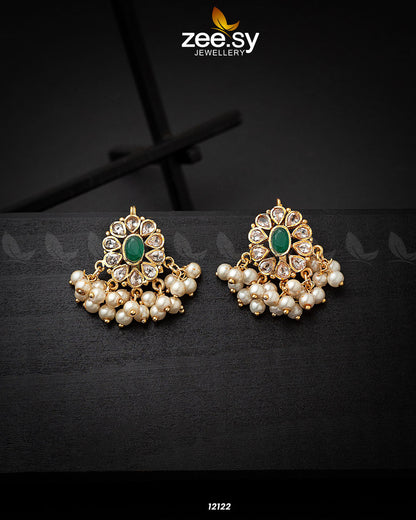 Beads Studs Earrings Green