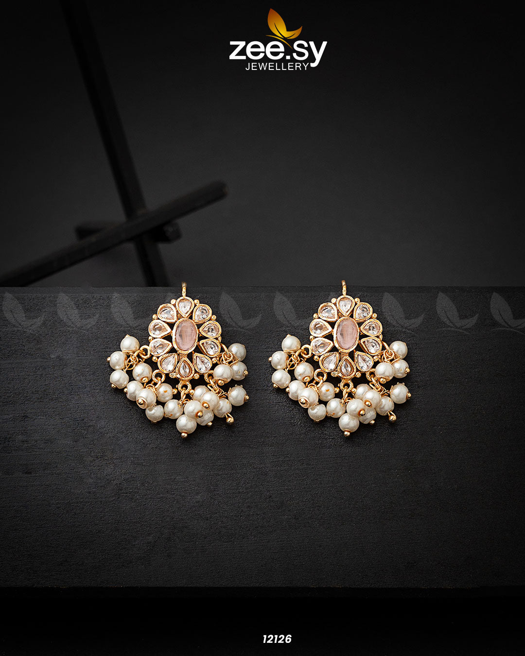Beads Studs Earrings Pink
