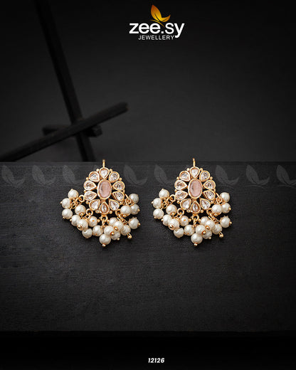Beads Studs Earrings Pink