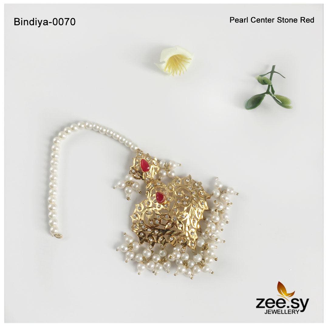 Bindiya-0070 Pearl Center Stone Red