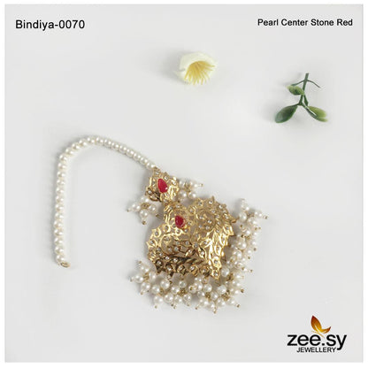 Bindiya-0070 Pearl Center Stone Red