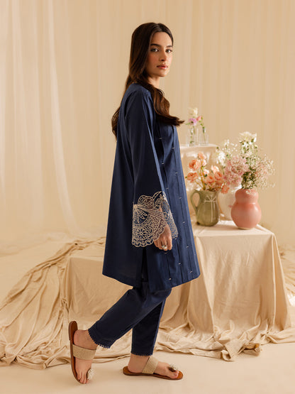 Mahnur | Petal Whispers Lawn Pret | Bluebell XL Navy Lawn