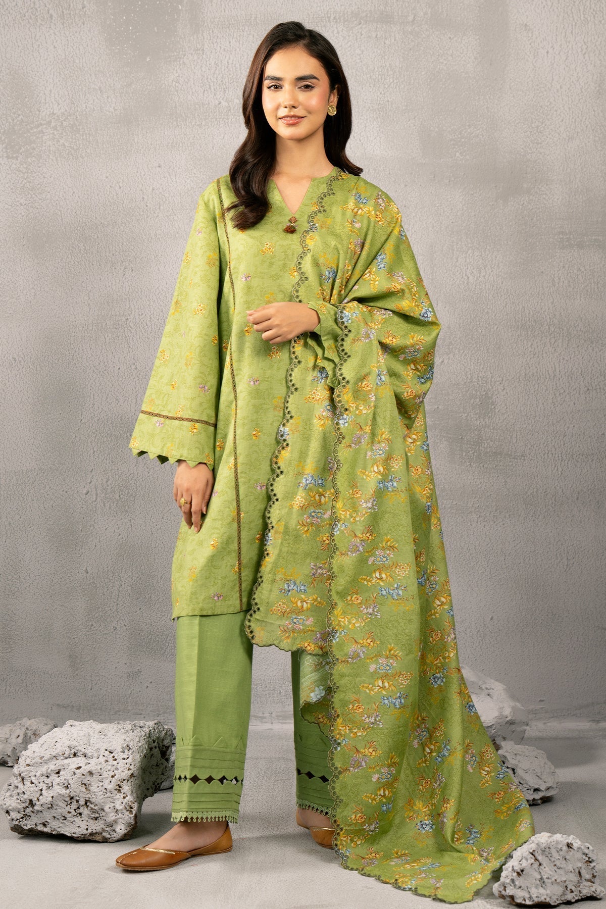 Kayseria | Winter Khaddar 24 | C6067-1 XS Apple Green Slub Khaddar