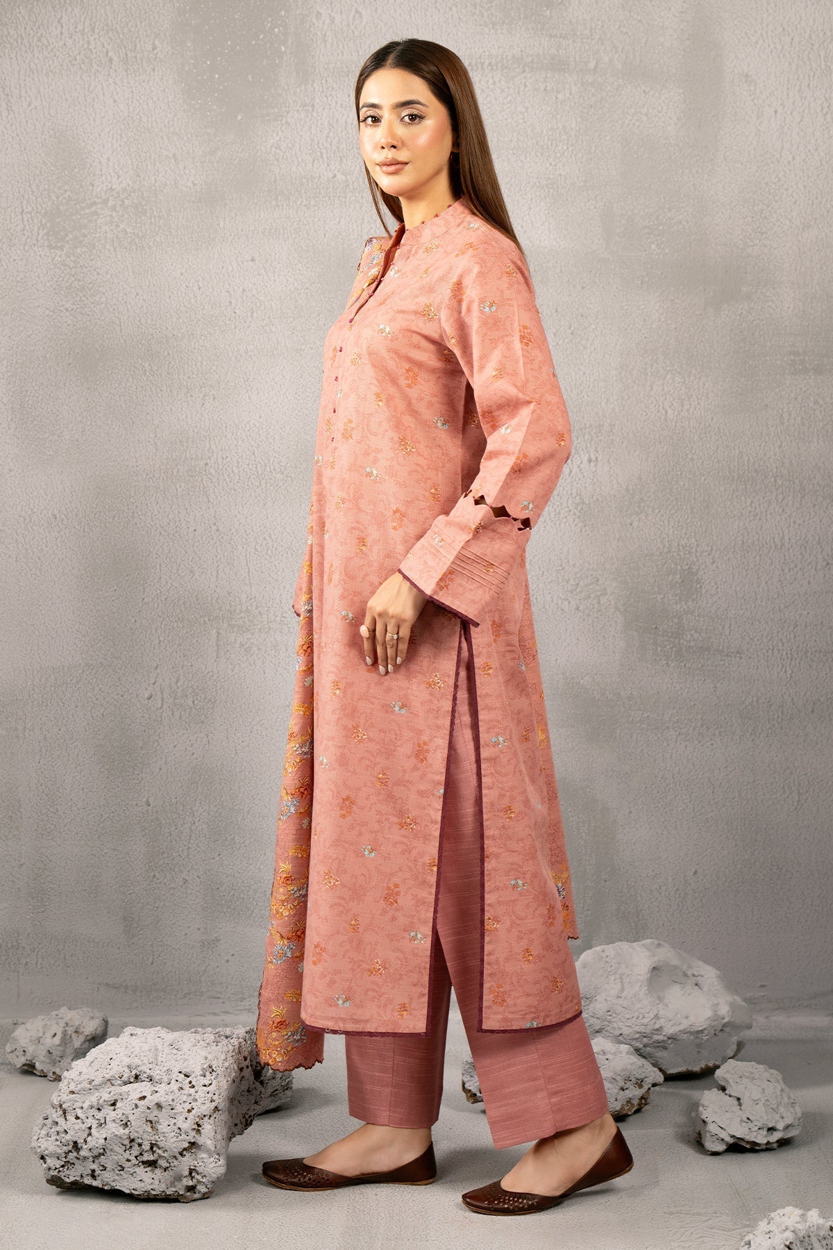 Kayseria | Winter Khaddar 24 | C6067-2 XL Peach Pink Slub Khaddar