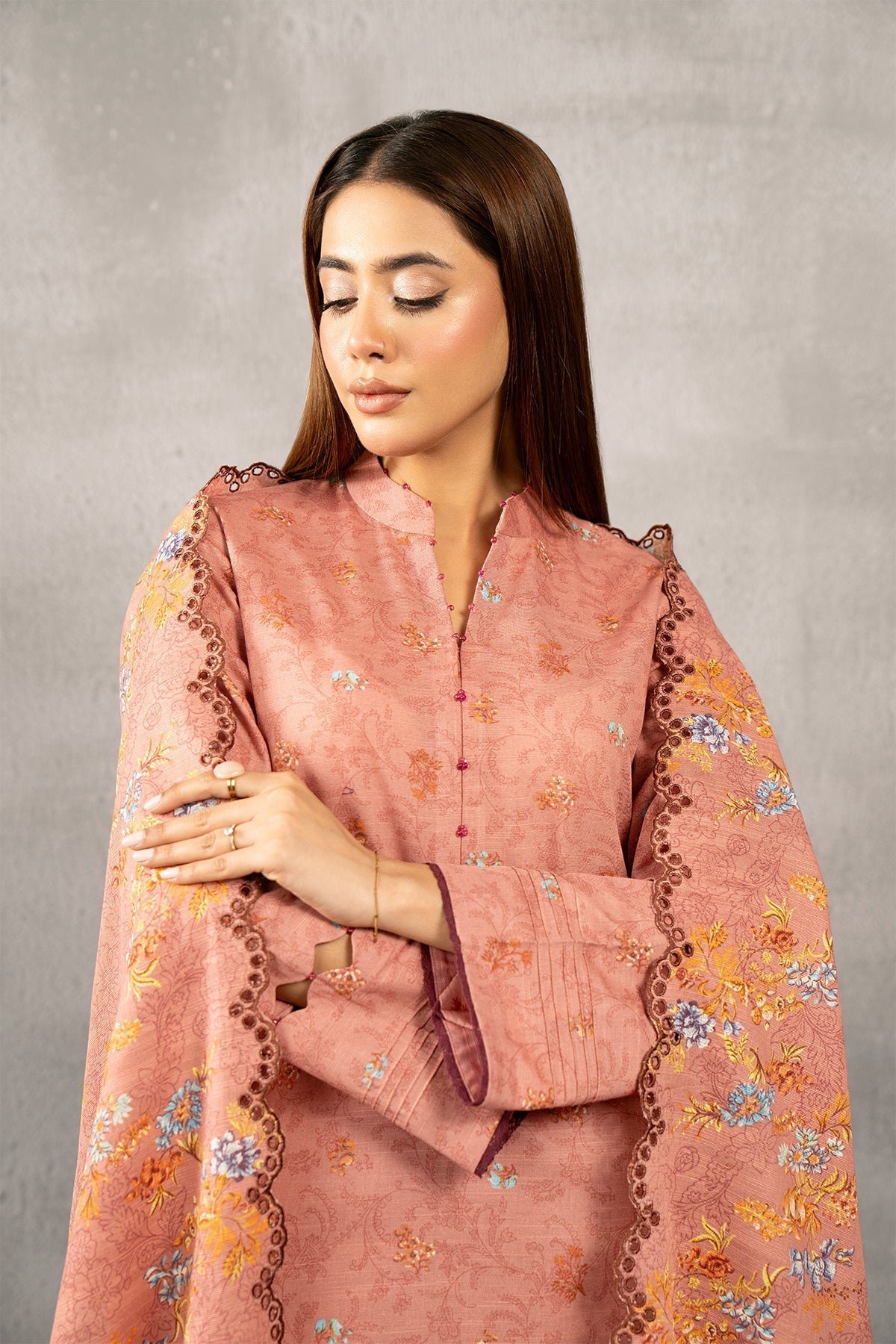 Kayseria | Winter Khaddar 24 | C6067-2 M Peach Pink Slub Khaddar