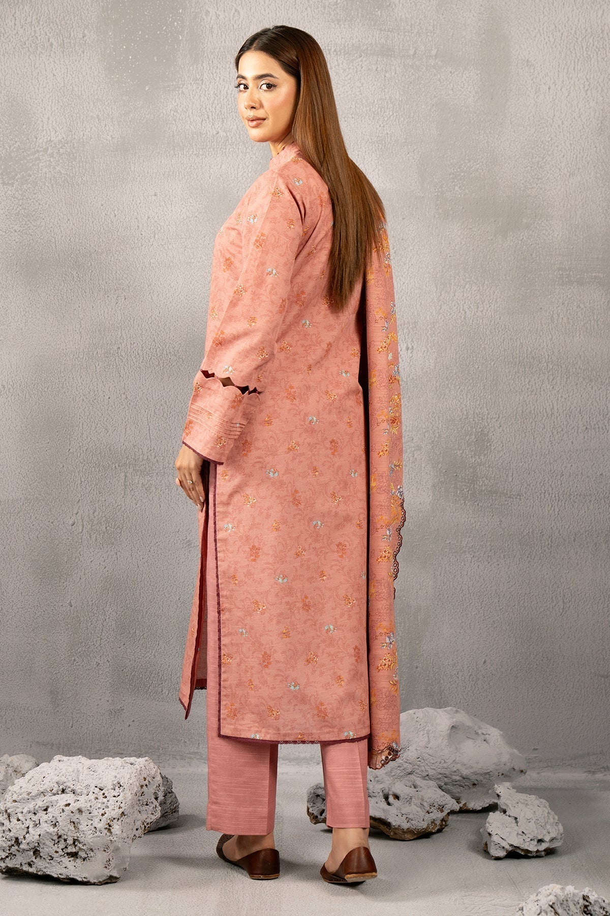 Kayseria | Winter Khaddar 24 | C6067-2 S Peach Pink Slub Khaddar