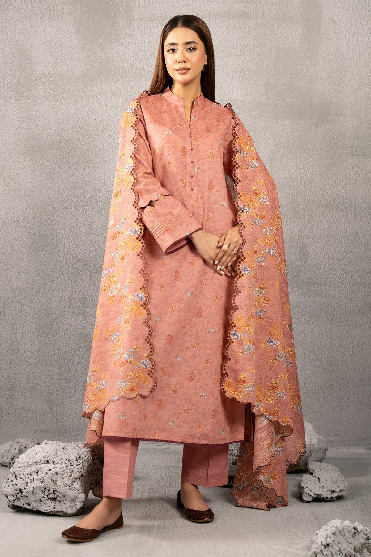 Kayseria | Winter Khaddar 24 | C6067-2 XS Peach Pink Slub Khaddar