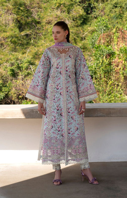 AJR Couture | Printakari Lawn 25 | Charlotte L Light Blue Lawn