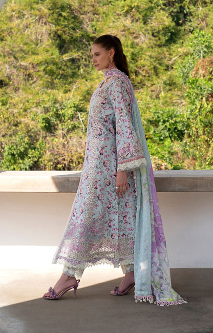 AJR Couture | Printakari Lawn 25 | Charlotte S Light Blue Lawn