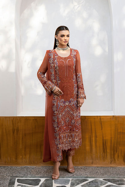 Ramsha | Chevron Chiffon Collection | A-1007 XS Bronze Chiffon