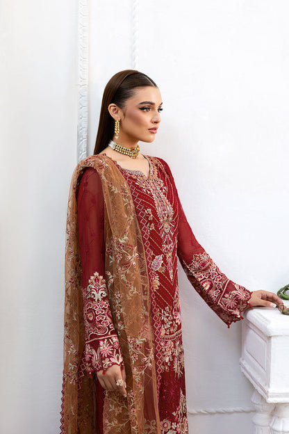 Ramsha | Chevron Chiffon Collection | A-1010 XL Maroon Chiffon