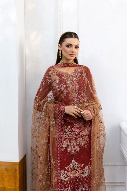 Ramsha | Chevron Chiffon Collection | A-1010 L Maroon Chiffon