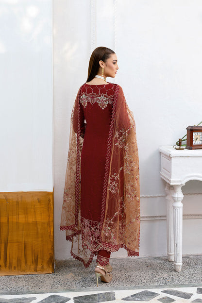 Ramsha | Chevron Chiffon Collection | A-1010 S Maroon Chiffon