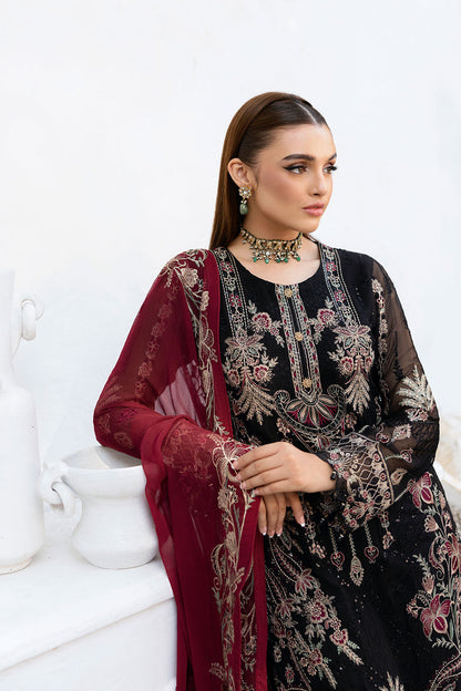 Ramsha | Chevron Chiffon Collection | A-1008 L Black Chiffon