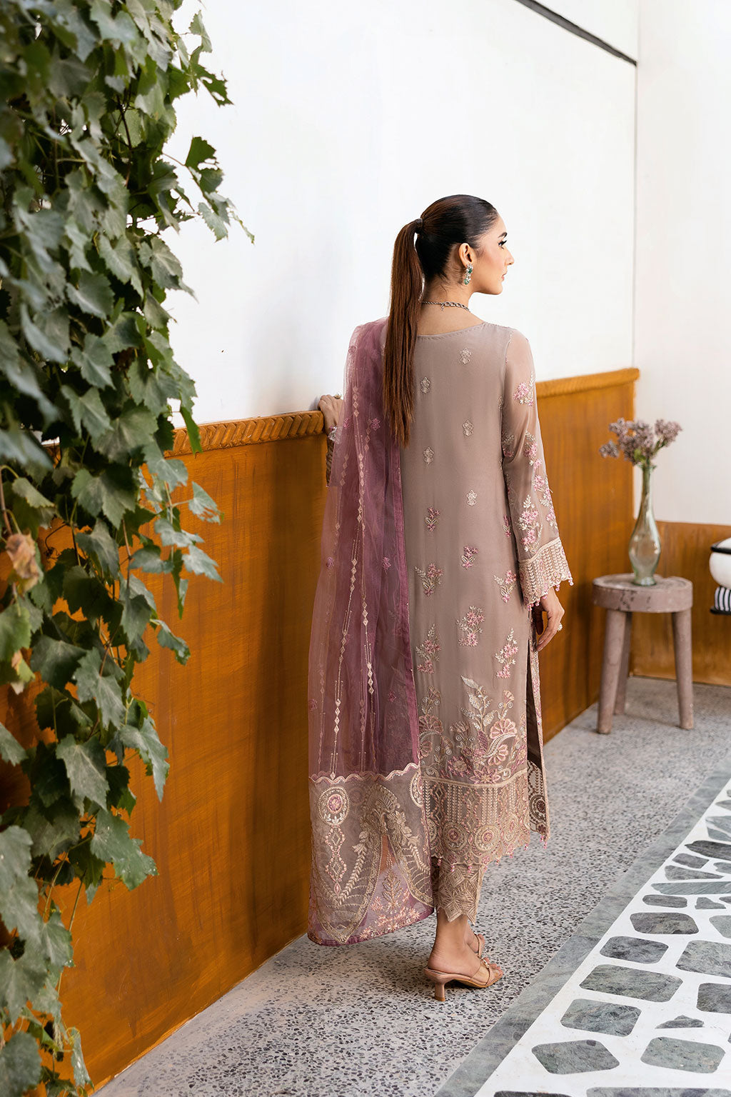 Ramsha | Chevron Chiffon Collection | A-1009 S Cloud Gray Chiffon