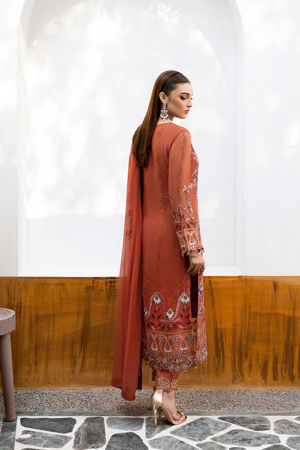 Ramsha | Chevron Chiffon Collection | A-1007 S Bronze Chiffon
