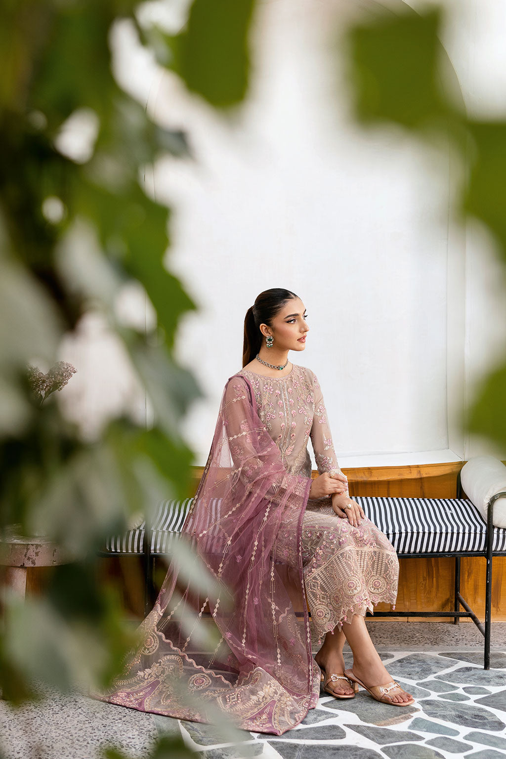 Ramsha | Chevron Chiffon Collection | A-1009 L Cloud Gray Chiffon