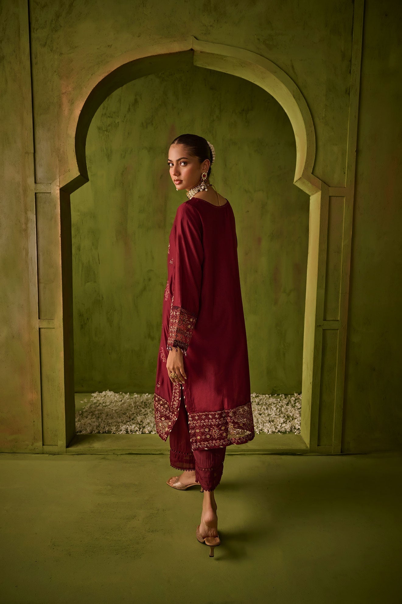 Dhanak | Festive Formals | SS24DU-3197 MAROON 3Pcs - Pakistani Designer Dress - by Dhanak | Type: Formal - 100% Original at Saira Sultan